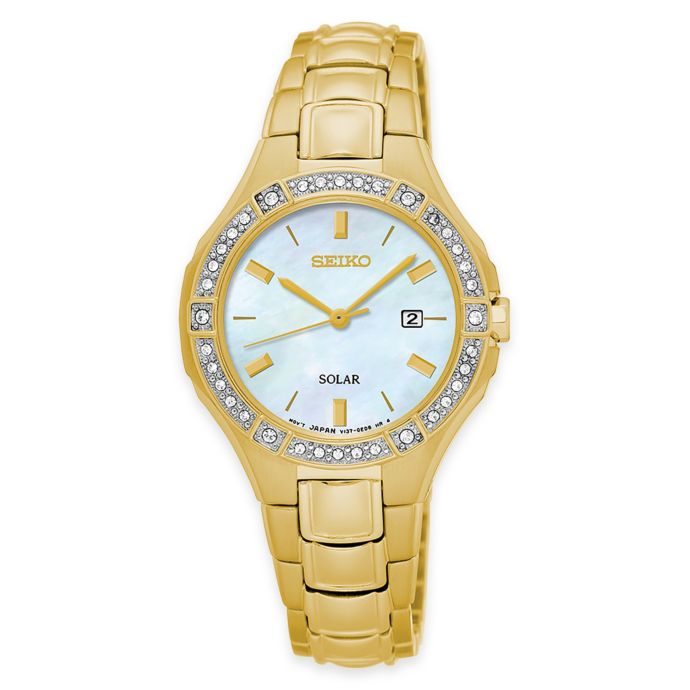Seiko Ladies' Solar Bracelet Watch in Goldtone Stainless Steel w ...
