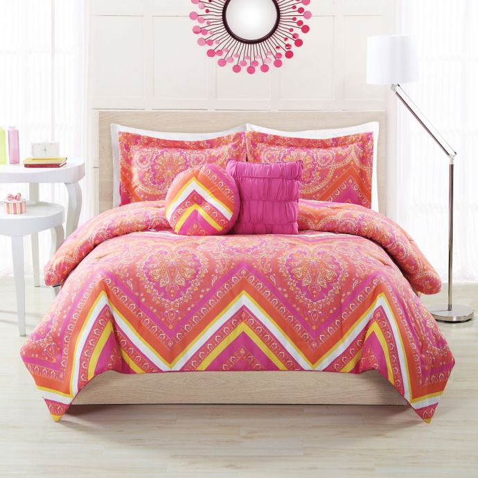 Gypsy Chevron 4 5 Piece Comforter Set In Coral Bed Bath Beyond