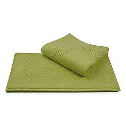 Classic Turkish Towel Mei-Tal Sculpted Bath Mat in Green (Set of 2)