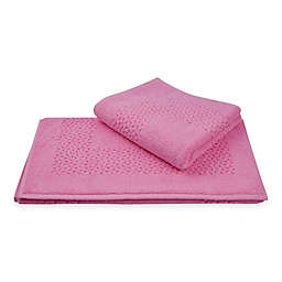Classic Turkish Towel Mei-Tal Sculpted Bath Mat in Pink (Set of 2)
