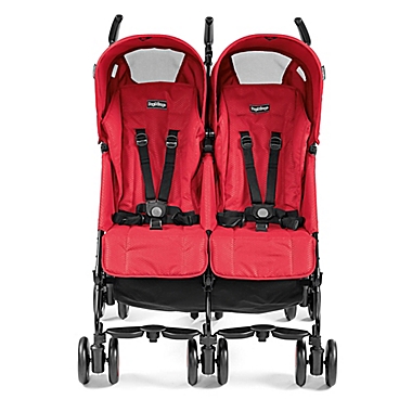 Peg Perego Pliko Mini Twin Double Stroller in Mod Red. View a larger version of this product image.