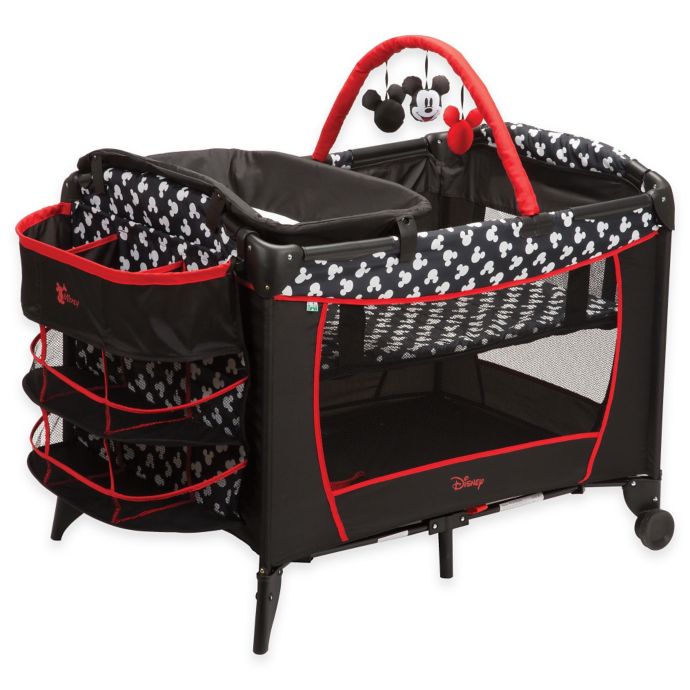 Disney Sweet Wonder Playard In Black White Red Mickey Silhouette