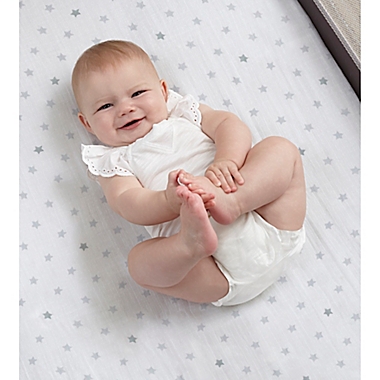 aden + anais&trade; essentials Fitted Playard Sheet in Dove. View a larger version of this product image.