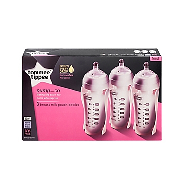 Tommee Tippee Pump and Go 3-Pack Breastmilk Pouch Bottles in Clear. View a larger version of this product image.