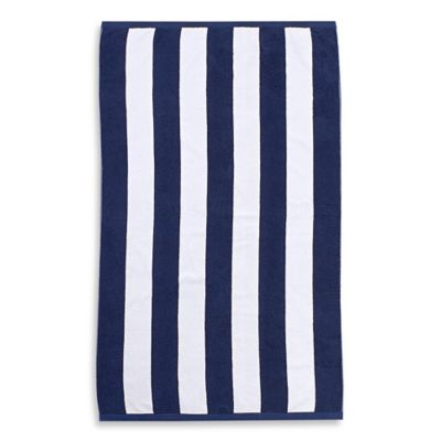 blue and white striped towels