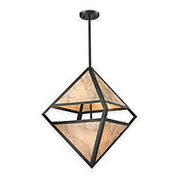 Elk Lighting Mica 4-Light Pendant in Oil-Rubbed Bronze with Cream Glass Shade