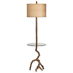 Pacific Coast® Lighting Beachwood Floor Lamp in Brown with Burlap Drum Shade