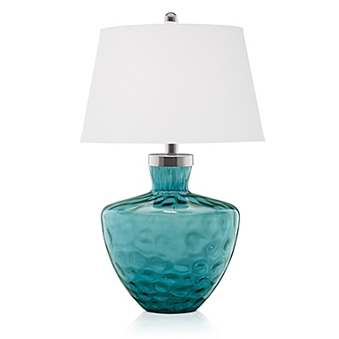 Pacific Coast&reg; Lighting Aqua Cascade Table Lamp in Turquouse with Tapered Drum Shade. View a larger version of this product image.