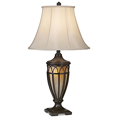 Pacific Coast&reg; Lighting Lexington Table Lamp in Florida Bronze with Gold and Bell Shade. View a larger version of this product image.