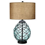 Pacific Coast&reg; Lighting Pacific Glass Table Lamp in Blue with Drum Shade