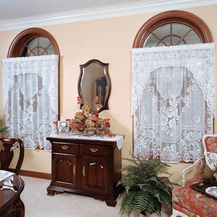 Heritage Lace Victorian Rose Window Curtain Panel And Valance