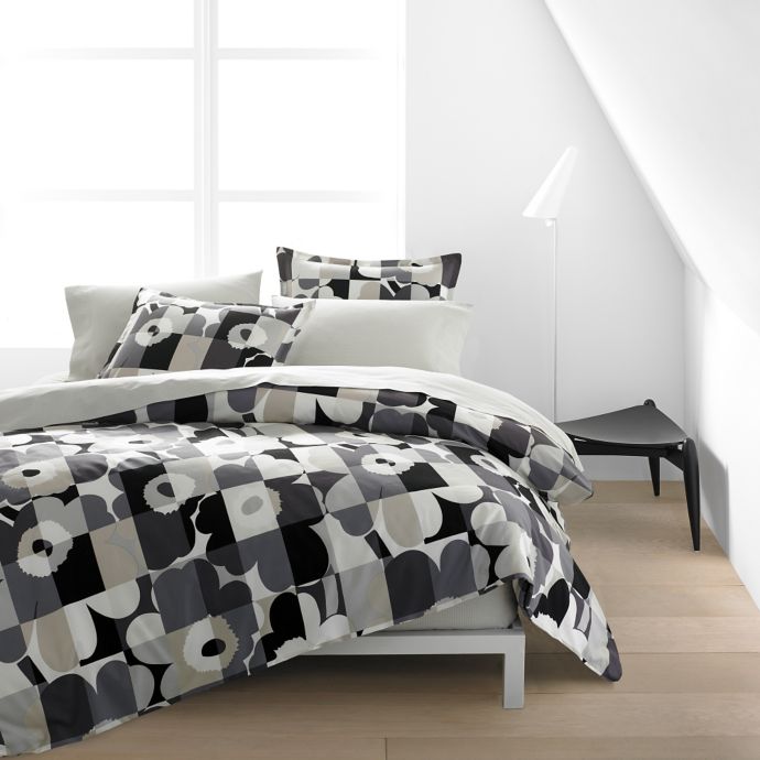 Marimekko Ruutu Unikko Duvet Cover Set In Grey Bed Bath Beyond