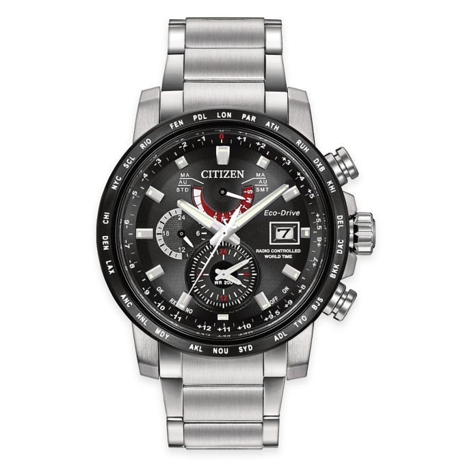 Citizen Eco-Drive World Time A-T Men's 44mm Atomic Timekeeping Watch in ...