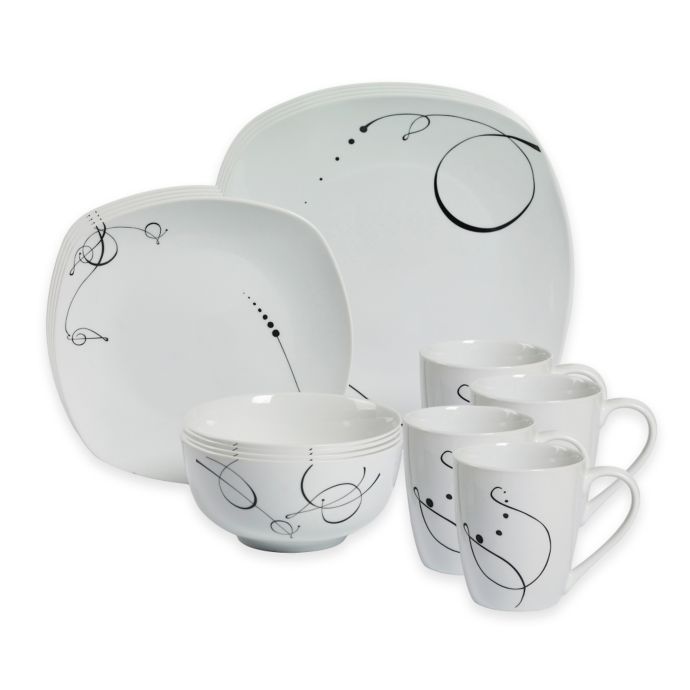 Tabletops Gallery® Pescara 16Piece Square Dinnerware Set Bed Bath