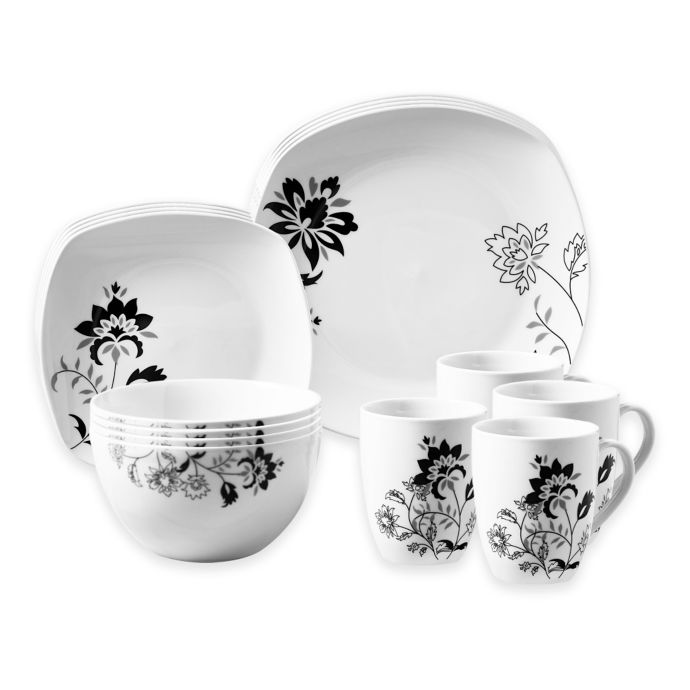 Tabletops Gallery® Rebecca 16Piece Square Dinnerware Set Bed Bath