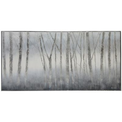 Mist Woods with Hand-Painted Silver Leaf 60-Inch x 30-Inch Framed Printed Canvas