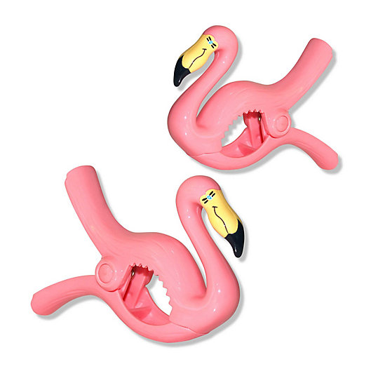 Set of Two Beach Patio or Pool Accessories Beach Towel Holders Secure Clips 4 Pack Flamingo Clips Chip Clips Clips Portable Towel Clips Assorted Styles