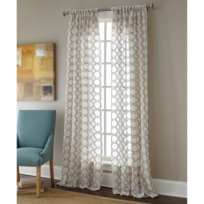 Sherry Kline Contempo Rod Pocket Embroidered Sheer Window Curtain