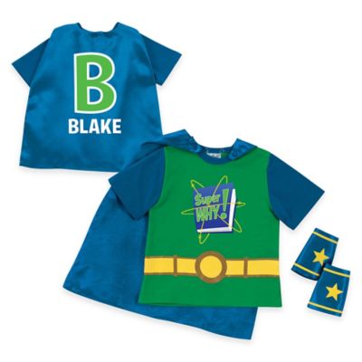 "Super Why!" Logo and Letter Super T-Shirt, Cape, and Cuff Set in Green