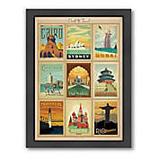 Anderson Design Group World Travel Multi Print 2 27-Inch x 21-Inch Framed Wall Art