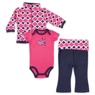BabyVision&reg; Yoga Sprout Bird 3-Piece Bird Bodysuit, Pant, and Jacket Set in Pink/Blue