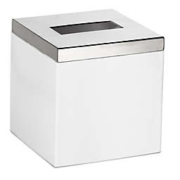 Roselli Trading Suites Tissue Box Cover in White/Stainless Steel