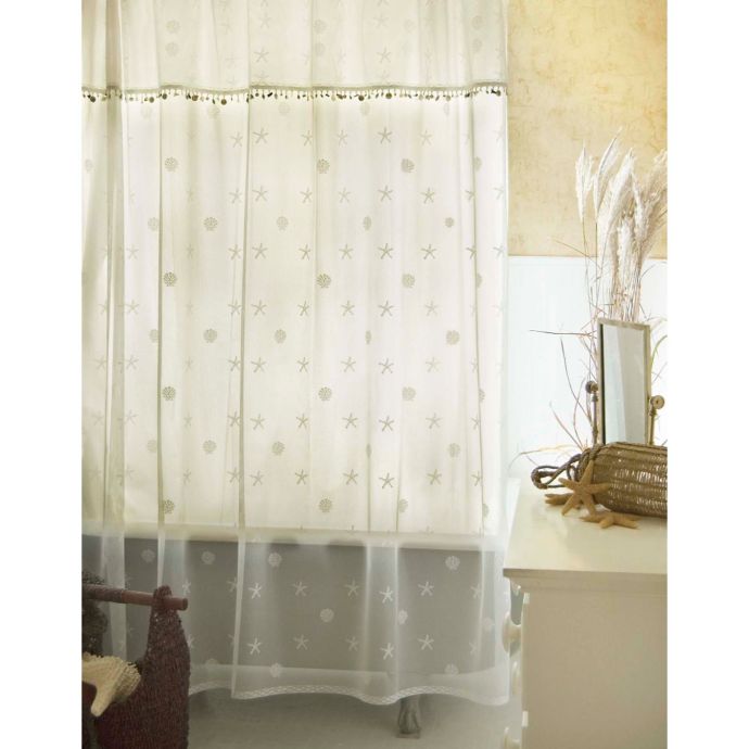 Heritage Lace Sand Shell Shower Window Curtain Panel And Valance