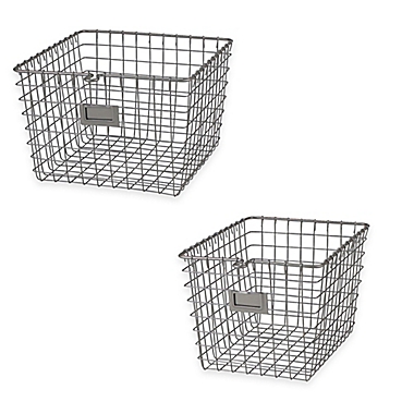 Spectrum&reg; Metal Wire Storage Basket in Satin Nickel. View a larger version of this product image.