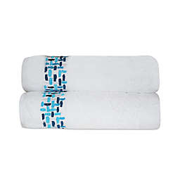 Ivone Embroidered Bath Towels in White (Set of 2)