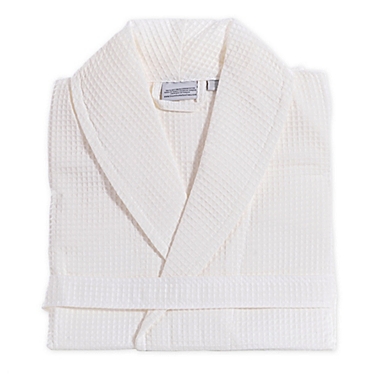 Linum Home Textiles Unisex Turkish Cotton Waffle Bathrobe in White. View a larger version of this product image.