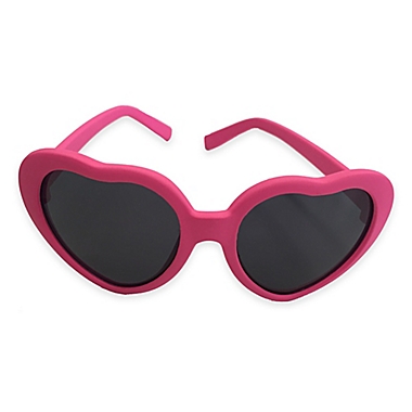 On The Verge Heart Shaped Rubber Sunglasses in Hot Pink. View a larger version of this product image.