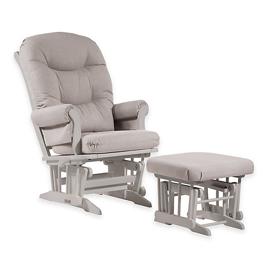 Alternate image 1 for Dutailier® Ultramotion Sleigh Glider and Nursing Ottoman in White/Light Grey