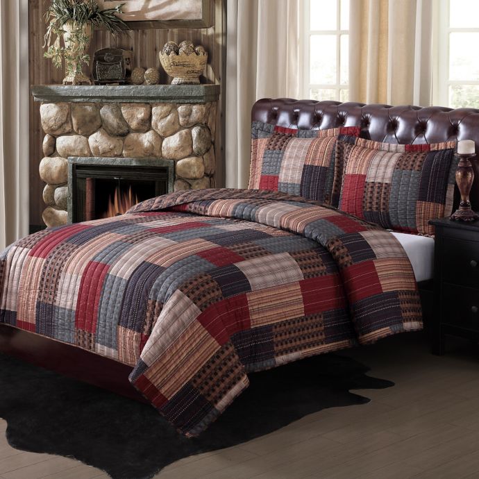 Gunnison Quilt Set In Brown Red Blue