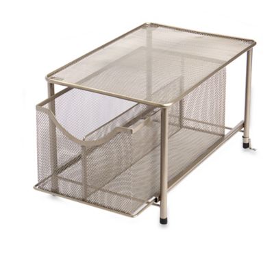 Under the Sink Mesh Slide-Out Cabinet Drawer with Shelf in Matte Nickel