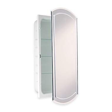 Recessed V-Groove Beveled Recessed Mirrored Medicine Cabinet in White. View a larger version of this product image.