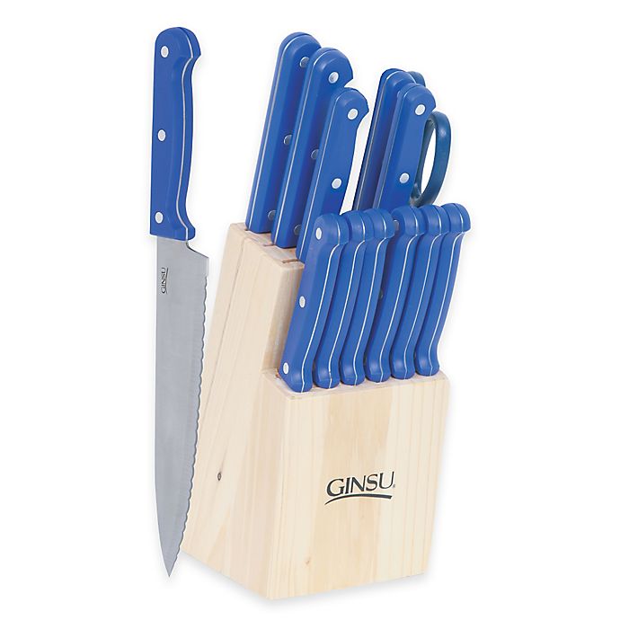 Ginsu Essential Series 14-Piece Knife Block Cutlery Set in Blue | Bed Bath & Beyond