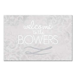 Damask Welcome Sign 24-Inch x 16-Inch Canvas Wall Art in Grey