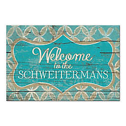 Distressed Welcome Sign 24-Inch x 16-Inch Canvas Wall Art in Blue