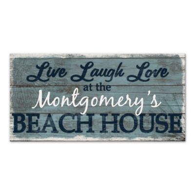 &quot;Live Laugh Love&quot; Beach House 20-Inch x 10-Inch Canvas Wall Art