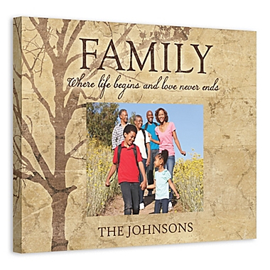 Family Tree Love Never Ends 20-Inch x 16-Inch Personalized Canvas Wall Art. View a larger version of this product image.