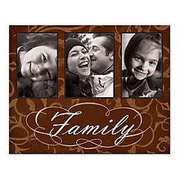 Brown Damask Family Photo Collage 20-Inch x 16-Inch Personalized Canvas Wall Art