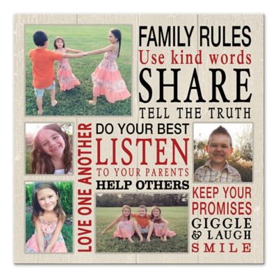 Family Rules Photo Collage 16-Inch x 16-Inch Canvas Wall Art