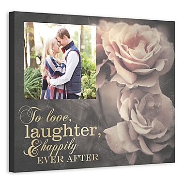 Love, Laughter, Happily Ever After 20-Inch x 16-Inch Personalized Canvas Wall Art. View a larger version of this product image.