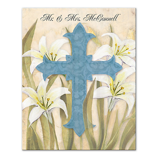Alternate image 1 for Lily Cross 8-Inch x 10-Inch Personalized Canvas Wall Art