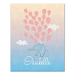 Floating Elephant and Balloon 16-Inch x 20-Inch Personalized Wall Art