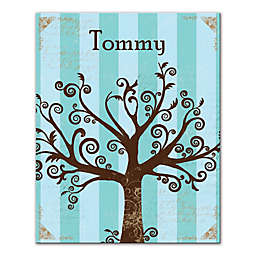 Blue Tree Silhouette 16-Inch x 20-Inch Personalized Canvas Wall Art
