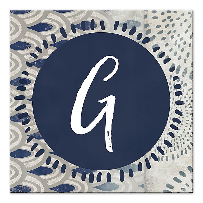 Letter Monogram Canvas Wall Art in Navy | Bed Bath & Beyond