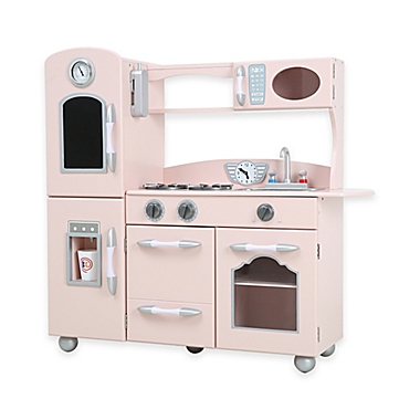 Teamson Kids One-Piece Wooden Play Kitchen Set in Pink. View a larger version of this product image.