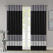 Madison Park Amherst 84-Inch Rod Pocket/Back Tab Window Curtain Panel in Black (Single)