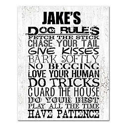 Dog Rules 14-Inch x 11-Inch Personalized Canvas Wall Art